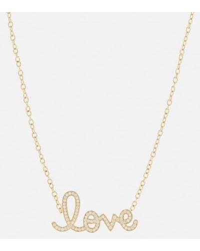 Sydney Evan Love 14kt Gold Necklace With Diamonds - Metallic