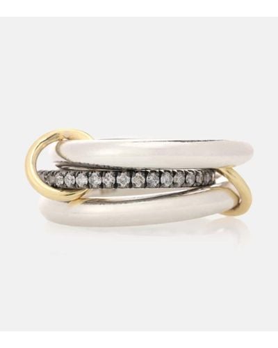 Spinelli Kilcollin Ring Libra Noir aus Sterlingsilber und 18kt Gelbgold mit Diamanten - Weiß