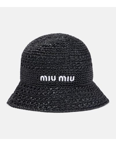 Miu Miu Cappello da pescatore effetto rafia - Nero