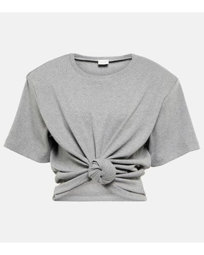 Magda Butrym Cropped Cotton-blend T-shirt - Gray