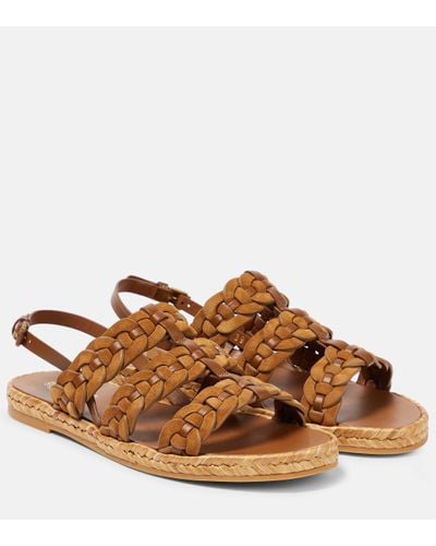 Tod's Leather And Suede Espadrille Sandals - Brown