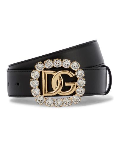 Dolce & Gabbana Verzierter Guertel DG aus Leder - Schwarz