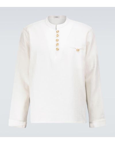 Commas Camicia Artist in lino e cotone - Bianco