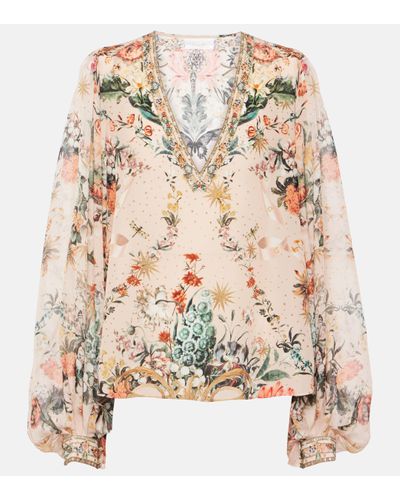 Camilla Floral Silk Blouse - Multicolour