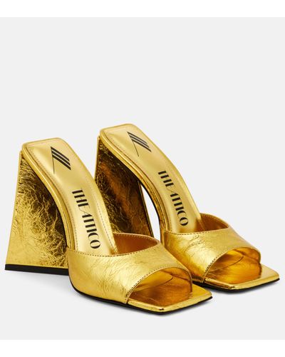 The Attico Mules Devon en cuir metallise - Jaune