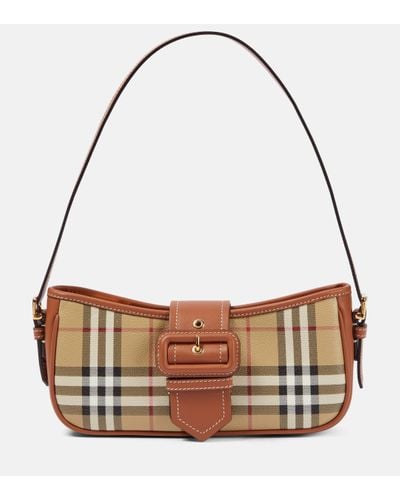 Burberry Check-print Faux-leather Shoulder Bag - Brown