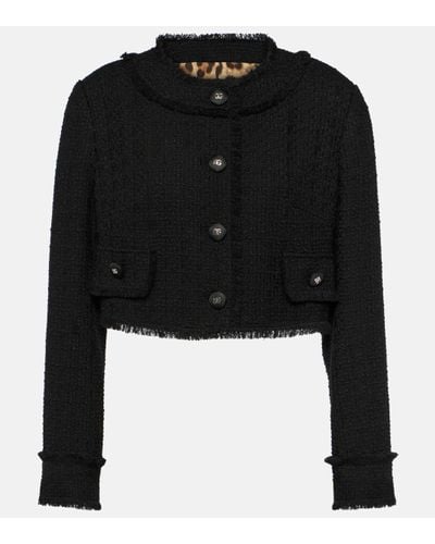 Dolce & Gabbana Veste raccourcie en laine melangee - Noir