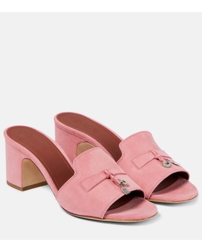 Loro Piana Mules Summer Charms in suede - Rosa