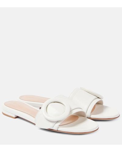 Gianvito Rossi Leather Slides - Natural