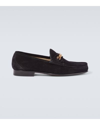 Tom Ford York Chain Suede Loafers - Black