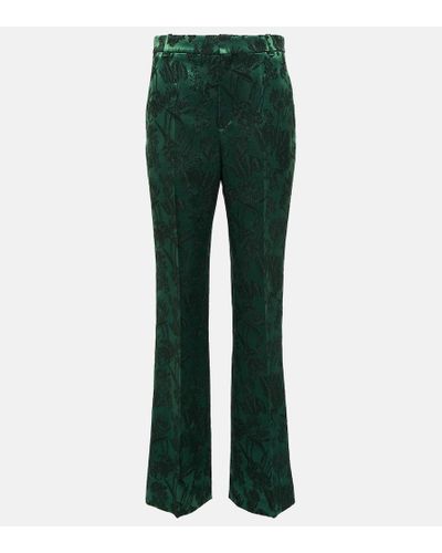 Chloé Pantaloni in jacquard di lana e seta - Verde