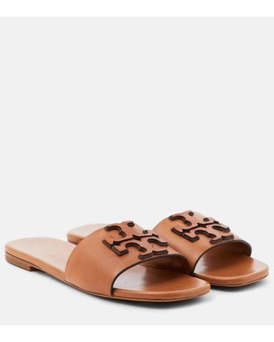 Tory Burch Ines Logo Leather Sandals - Brown