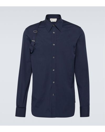 Alexander McQueen Harness Cotton Poplin Shirt - Blue