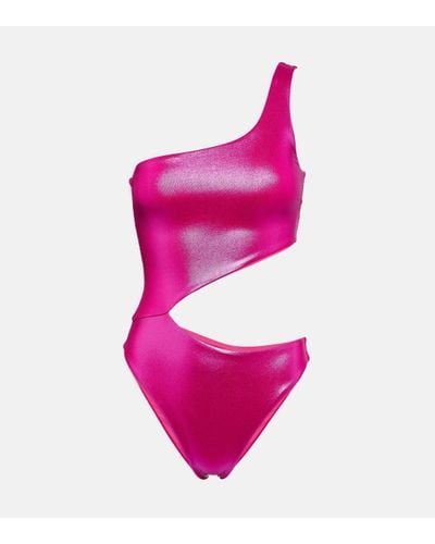 Melissa Odabash Nassau Metallic Asymmetric Swimsuit - Pink