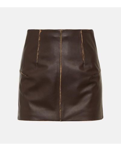 MM6 by Maison Martin Margiela Leather Miniskirt - Brown