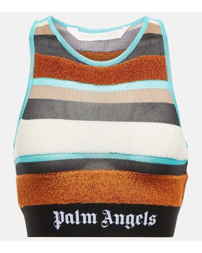 Palm Angels Lurex Stripes Knit Logo Top - Multicolor