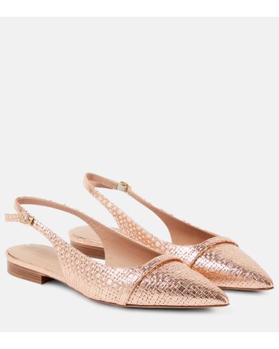 Malone Souliers Jama Embossed Leather Slingback Flats - Pink