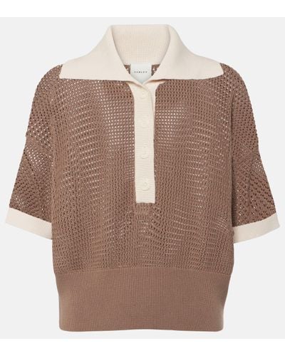Varley Finch Open-knit Cotton Polo Shirt - Brown