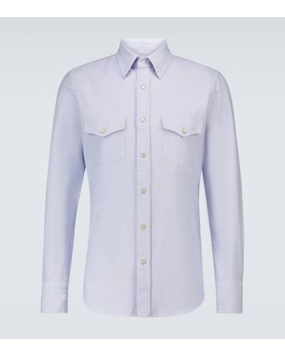 Tom Ford Western Long-sleeved Cotton Shirt - Blue