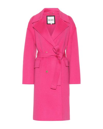 KENZO Manteau en laine et cachemire - Rose