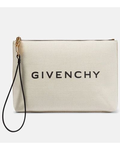 Givenchy Logo Cotton-blend Canvas Clutch - Natural