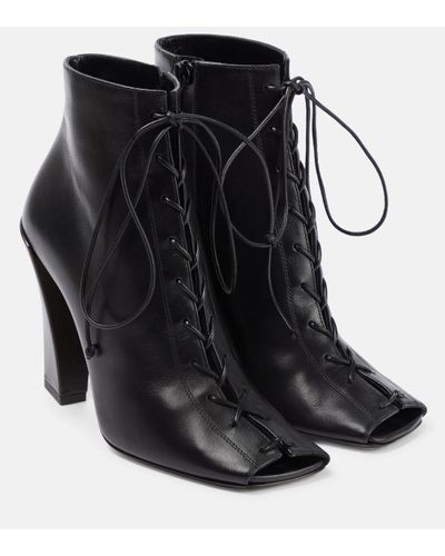 Victoria Beckham Reese Leather Peep-toe Ankle Boots - Black
