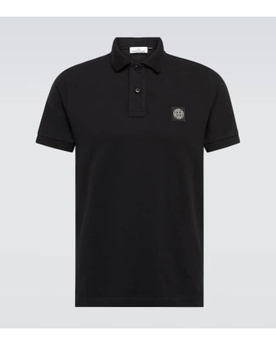 Stone Island Compass Cotton-blend Pique Polo Shirt - Black