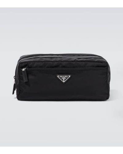 Prada Beauty case in Re-Nylon con pelle - Nero