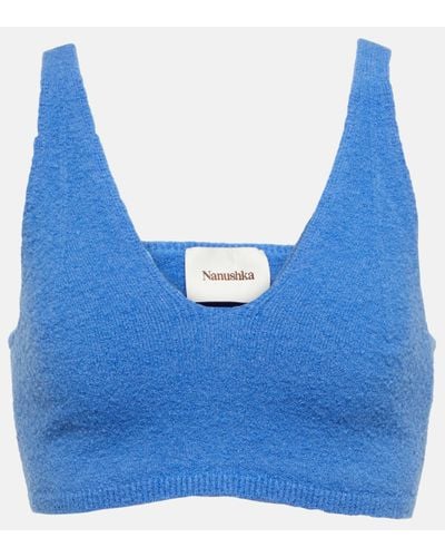 Nanushka Yoma Wool-blend Bralette - Blue