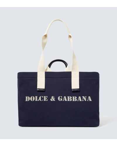Dolce & Gabbana Cabas en toile avec logo - Bleu