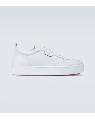 Christian Louboutin Happyrui Spiked Leather Sneakers - White
