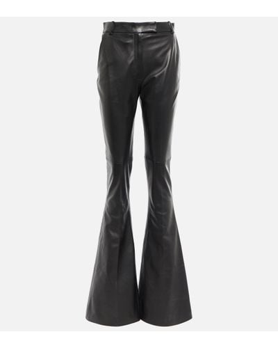 The Attico Leather Flared Trousers - Black
