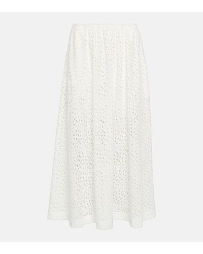 Totême High-rise Eyelet Cotton Midi Skirt - White