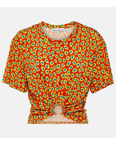 Rabanne Top Second Skin a motif leopard - Orange
