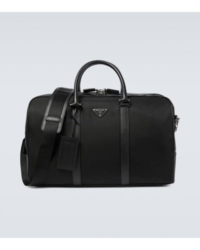 Prada Re-nylon And Saffiano Leather Duffel Bag - Black