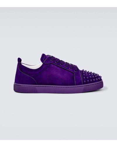 Christian Louboutin Louis Junior Spikes Suede Trainers - Purple
