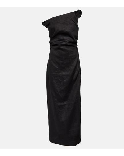 Sir. The Label One-shoulder Linen Maxi Dress - Black