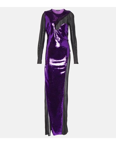 Tom Ford Robe longue a sequins - Violet