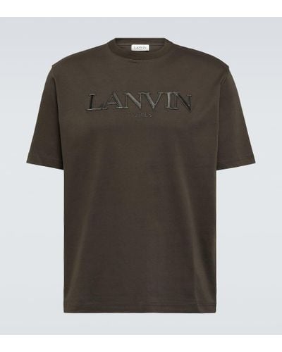 Lanvin T-shirt in jersey di cotone con logo - Verde
