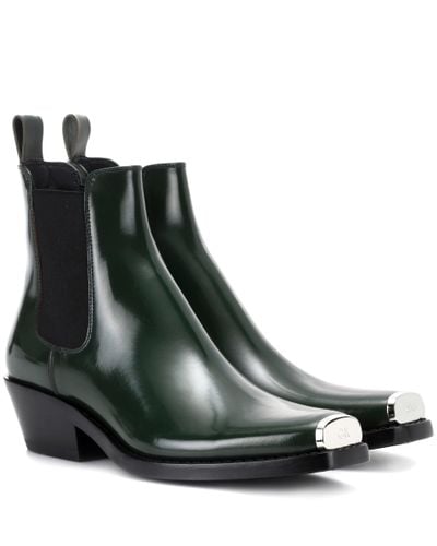 CALVIN KLEIN 205W39NYC Western Claire Leather Ankle Boots - Green