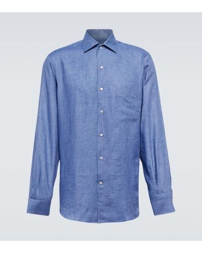 Loro Piana Camiseta Andre de lino - Azul