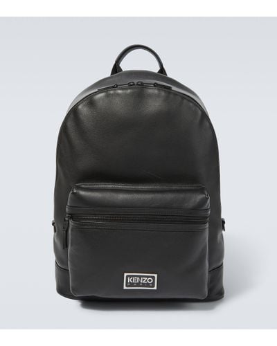 KENZO Crest Leather Backpack - Black