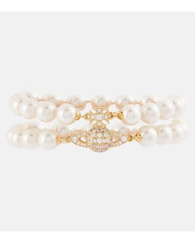Vivienne Westwood Bracciale Graziella con perle bijoux - Metallizzato