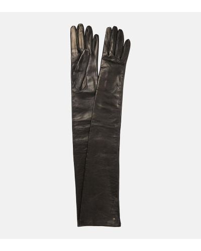Max Mara Amica Long Leather Gloves - Black