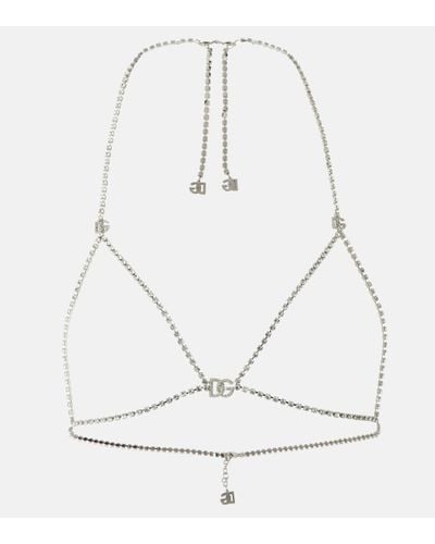 Dolce & Gabbana Bijoux Crystal-embellished Bra - White
