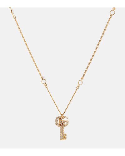 Gucci GG-key Crystal-embellished Necklace - Metallic