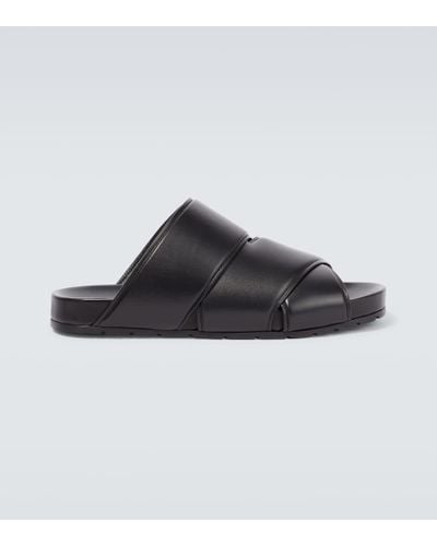 Bottega Veneta Logo-debossed Leather Sandals - Black