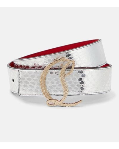 Christian Louboutin Cl 35mm Metallic Leather Belt - White