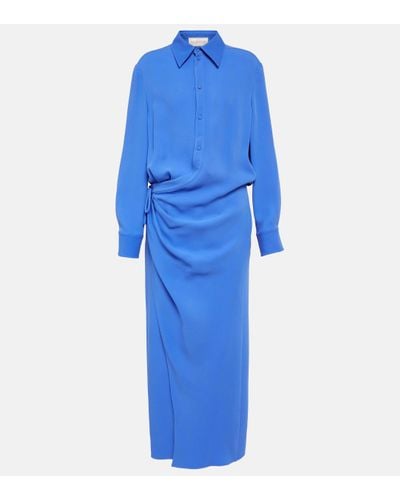 Valentino Cady Couture Silk Shirt Dress - Blue