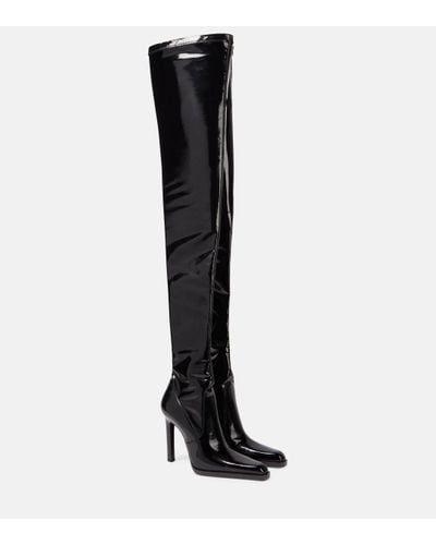 Saint Laurent Nina Patent Leather Over-the-knee Boots - Black
